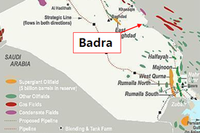 이라크 바드라 유전 개발·생산 사업위치