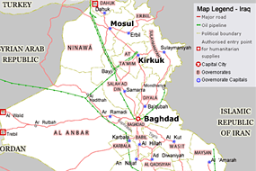 이라크 Kirkuk~Baiji Pipeline EPC 사업 위치