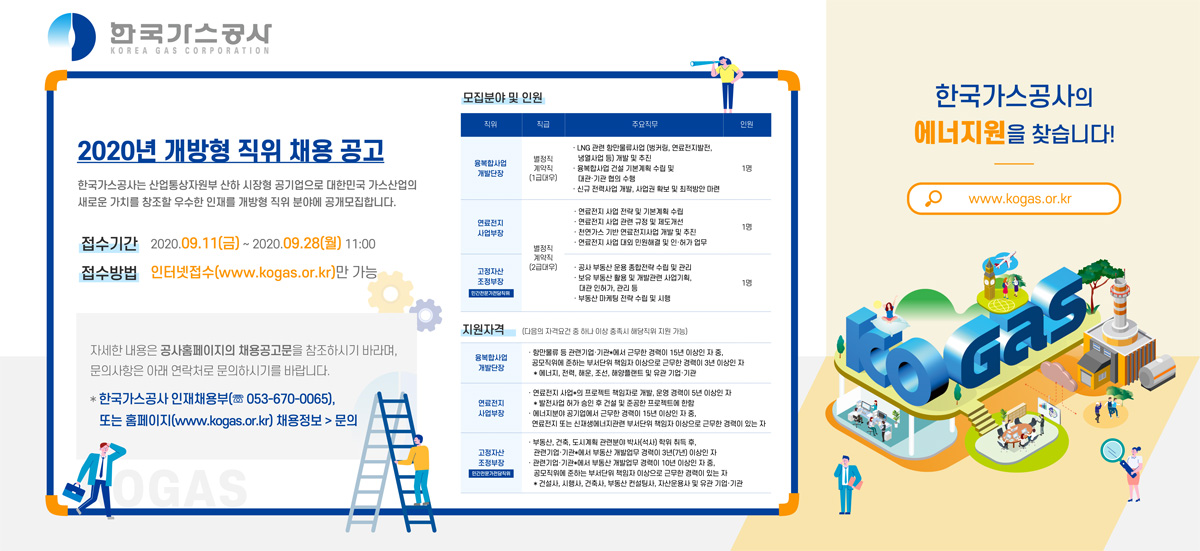 2020년 한국가스공사 개방형직위 채용 공고