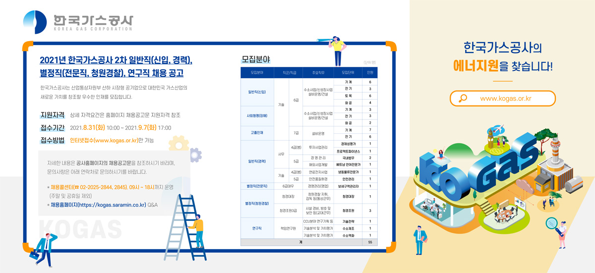 2021년 한국가스공사 체험형 인턴 모집 공고