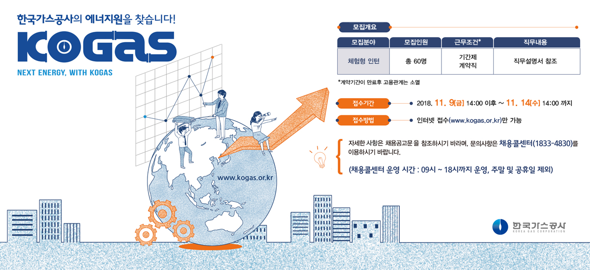 2018년 한국가스공사 체험형 인턴 모집 공고