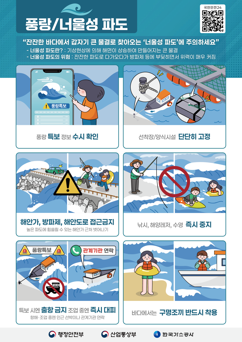 여름철 풍수해 국민행동요령 풍랑너울성파도