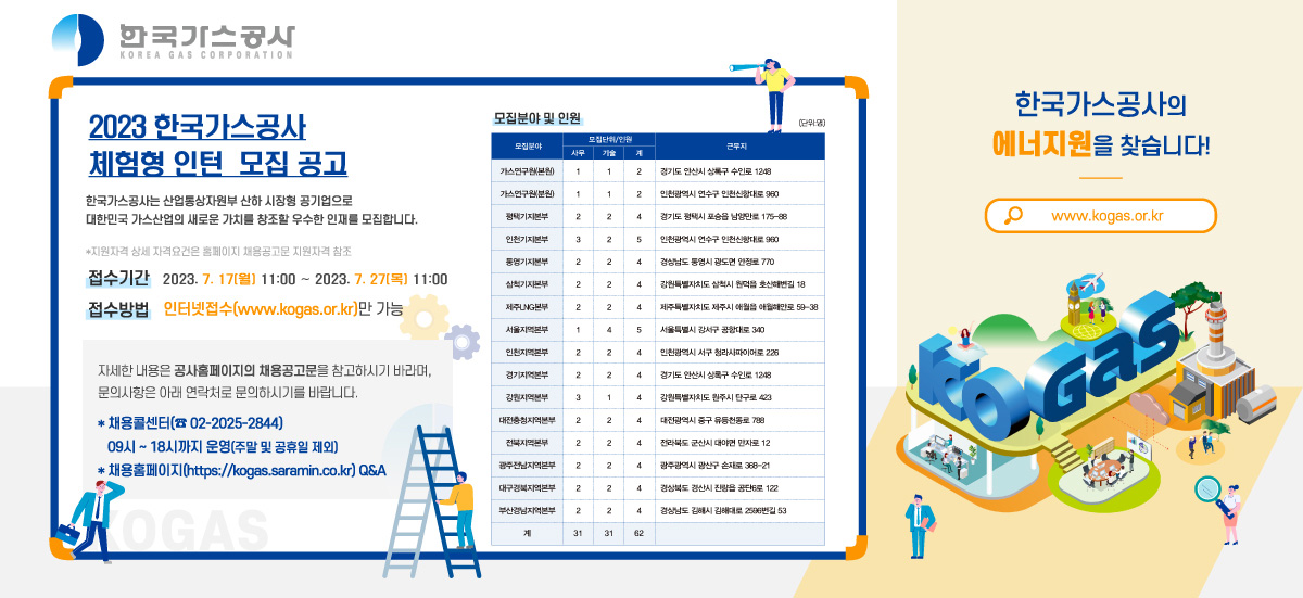 2023년 한국가스공사 체험형 인턴 채용공고